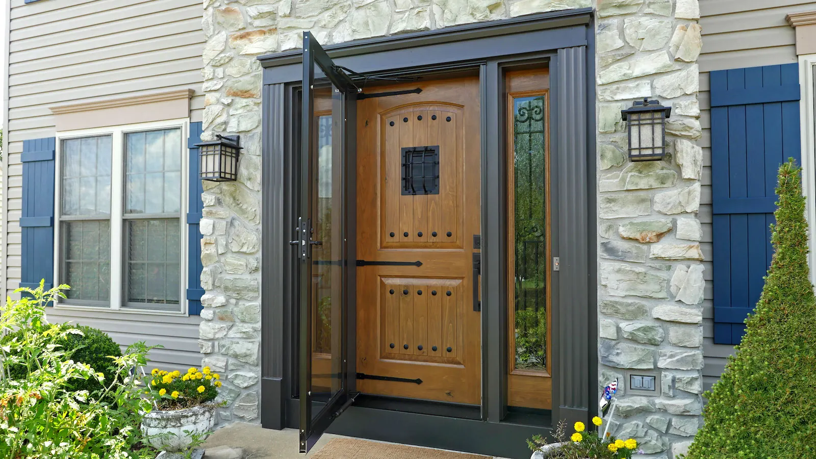New storm door on a front entry